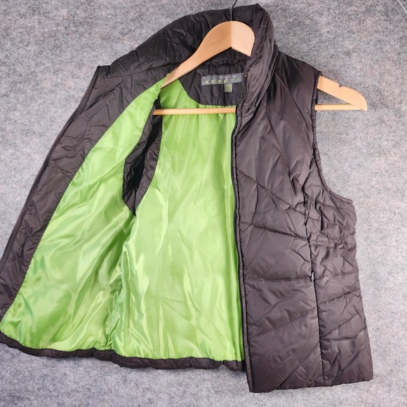 Kenneth Cole Reaction Women S Puffer Vest Down Brown Full Zip‎ Quilted Insulated - Picture 7 of 11